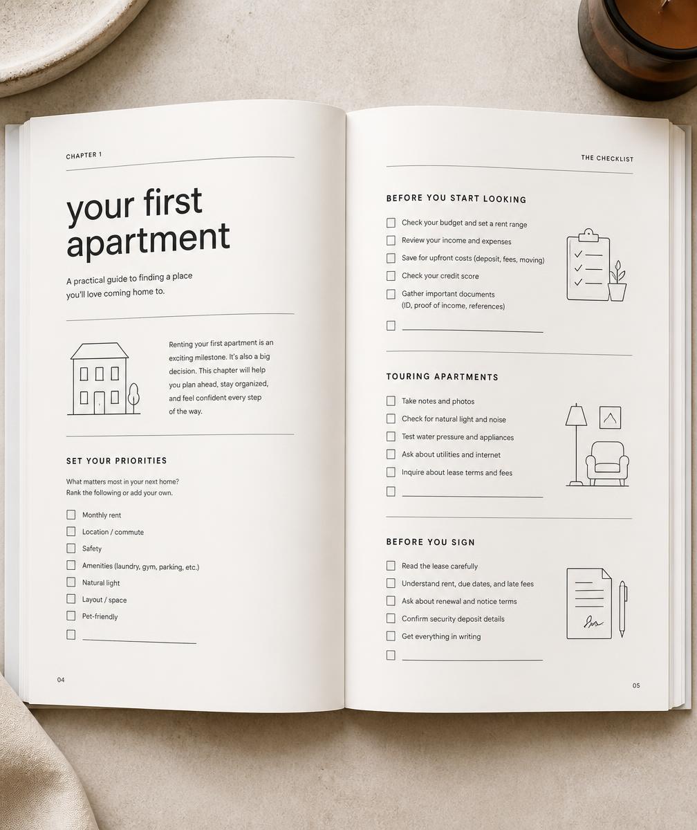Sample spread: Your first apartment