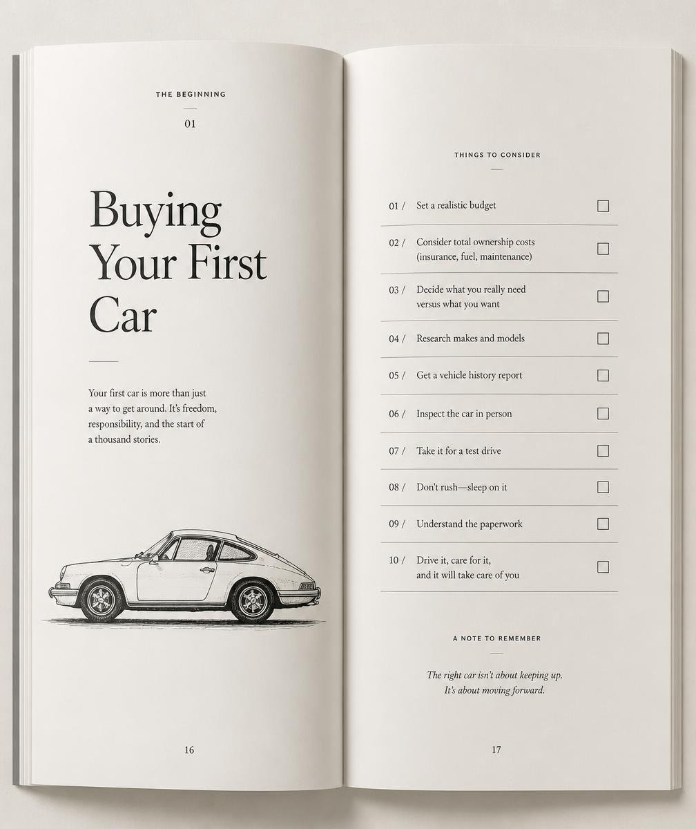 Sample spread: Buying your first car